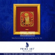 Pure 24 karat Golden Frame BA5 Gurunanakji With Nine Gurus Prima Art by Amol Jewellers LLP